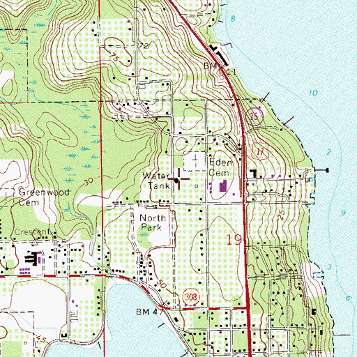 Topographic Map of Crescent City Water Tower, FL