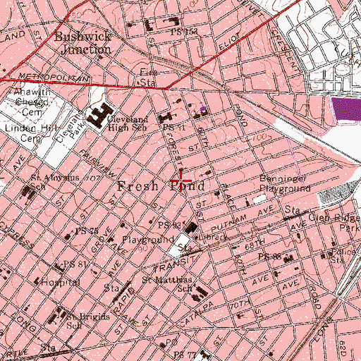 Topographic Map of Grandview Theater (historical), NY