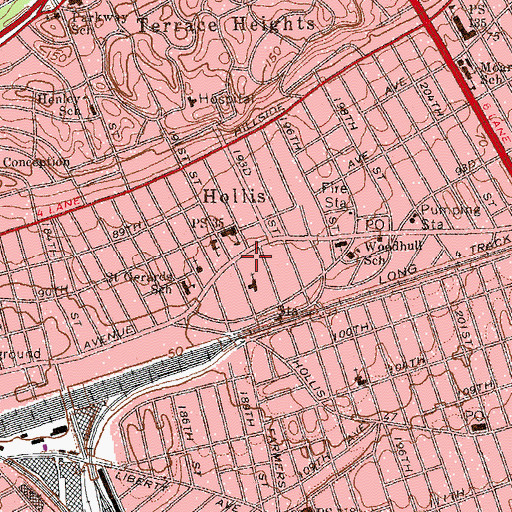 Topographic Map of Hollis Cinema (historical), NY
