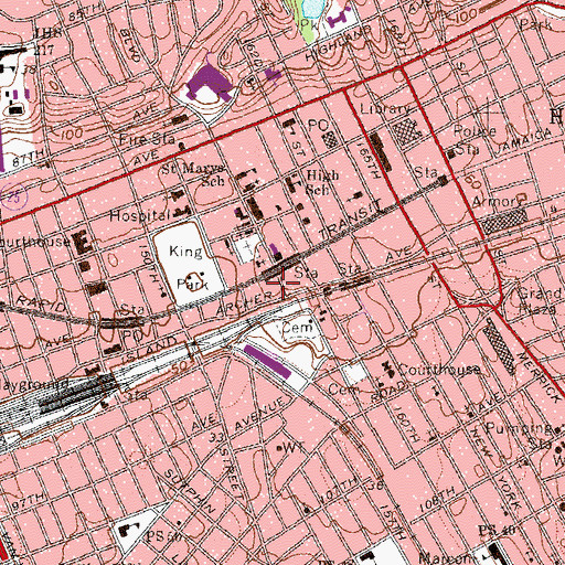 Topographic Map of Jamaica Theater (historical), NY