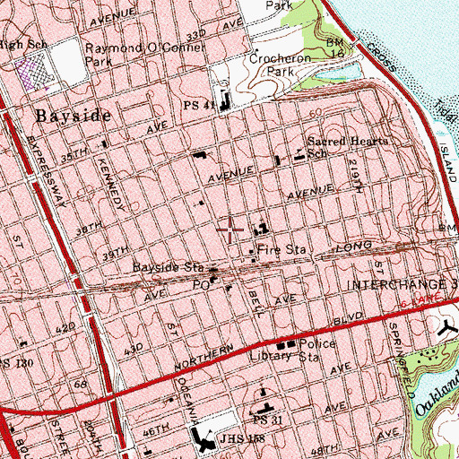 Topographic Map of Korn's Bayside Theatre (historical), NY