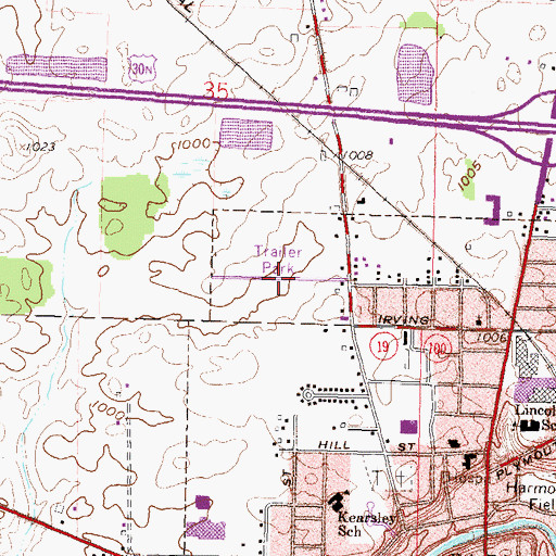 Topographic Map of Northwood Estates, OH