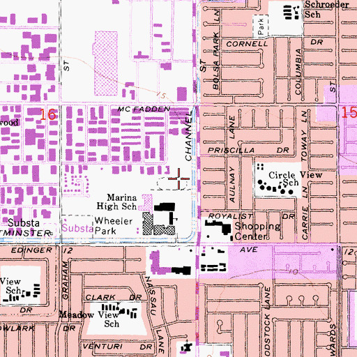 Topographic Map of Westminster Channel, CA