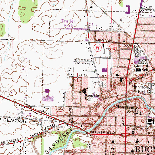 Topographic Map of Hill Street Mobile Home Park, OH