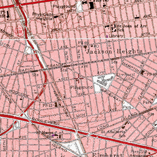Topographic Map of Iglesia Bautista Hispana Eben, NY