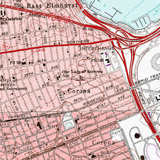 Topographic Map of Iglesia Pentecostal Unida, NY