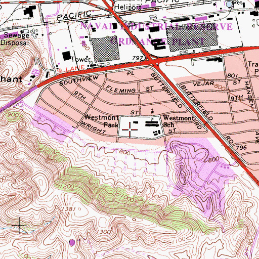 Topographic Map of Westmont Park, CA