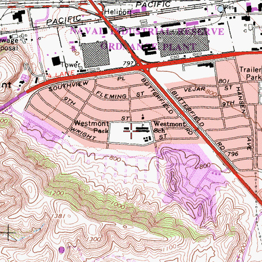 Topographic Map of Westmont Elementary School, CA