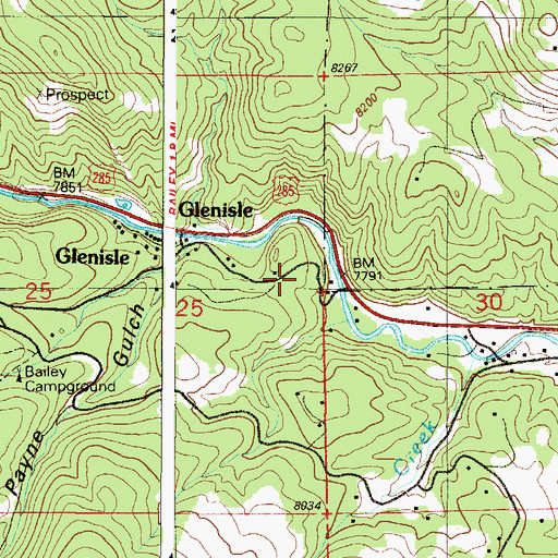 Topographic Map of Glen Isle Point Cemetery, CO