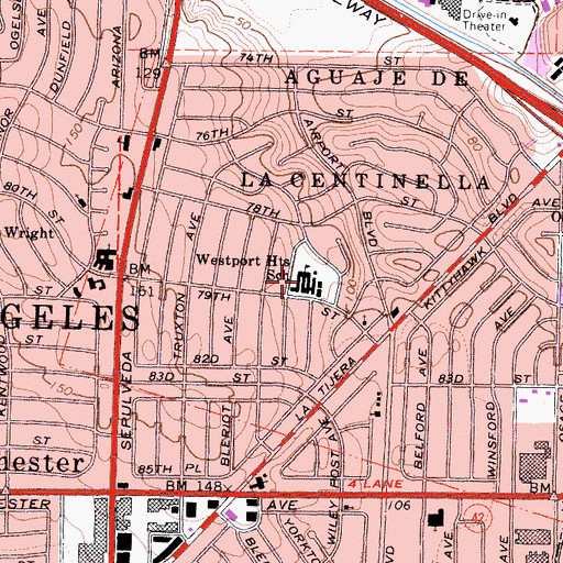 Topographic Map of Westport Heights Elementary School, CA