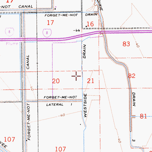 Topographic Map of Westside Drain, CA
