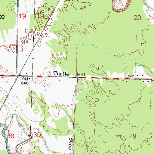 Topographic Map of Turtle Post Office (historical), MI