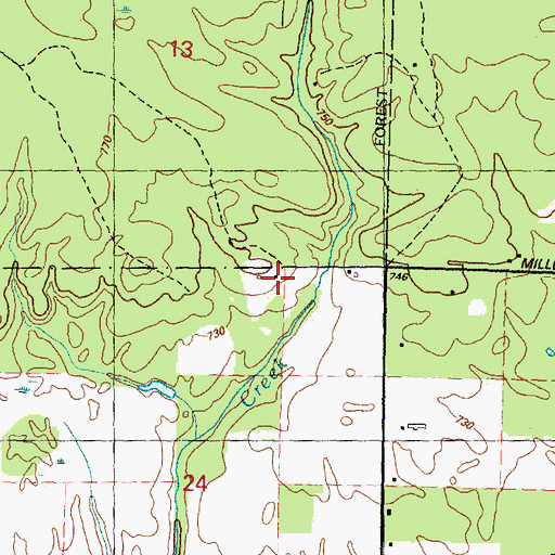 Topographic Map of Pine Top Rest Cemetery, MI