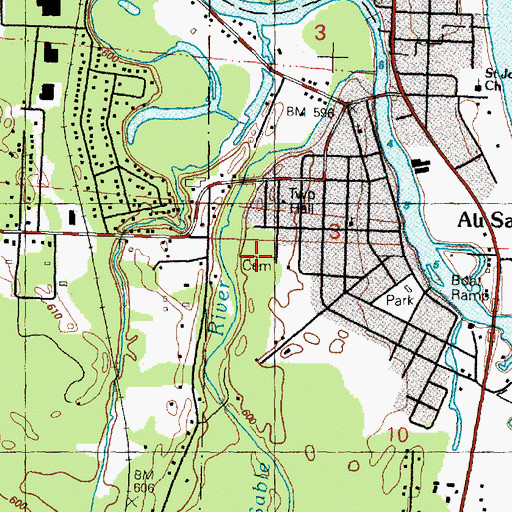 Topographic Map of Au Sable Township Cemetery, MI