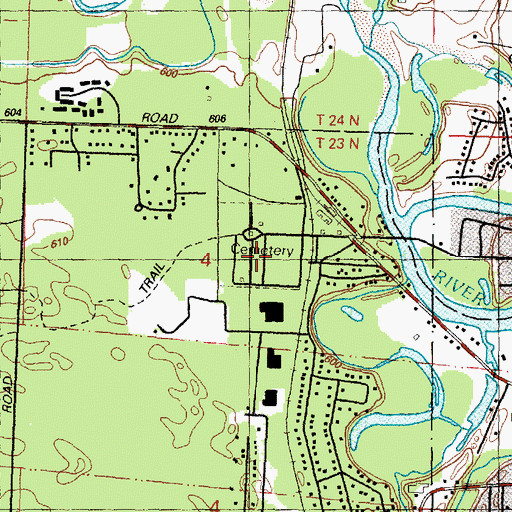 Topographic Map of Pinecrest Cemetery, MI