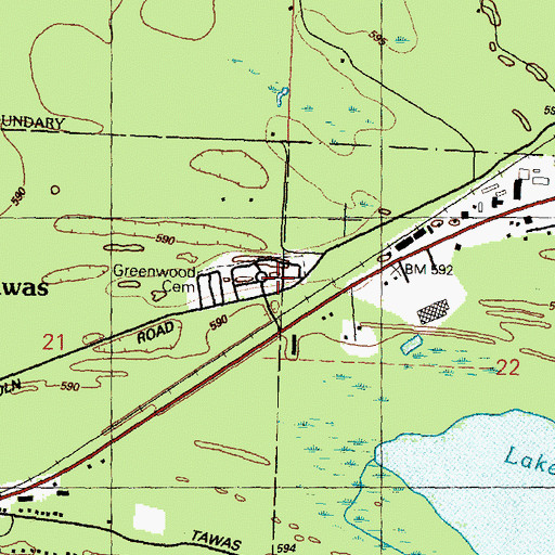 Topographic Map of American Legion Cemetery, MI