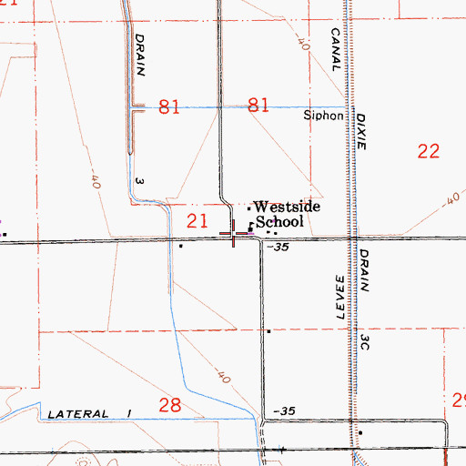 Topographic Map of Westside Elementary School, CA