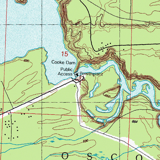 Topographic Map of Cooke Hydroelectric Plant Historical Marker, MI