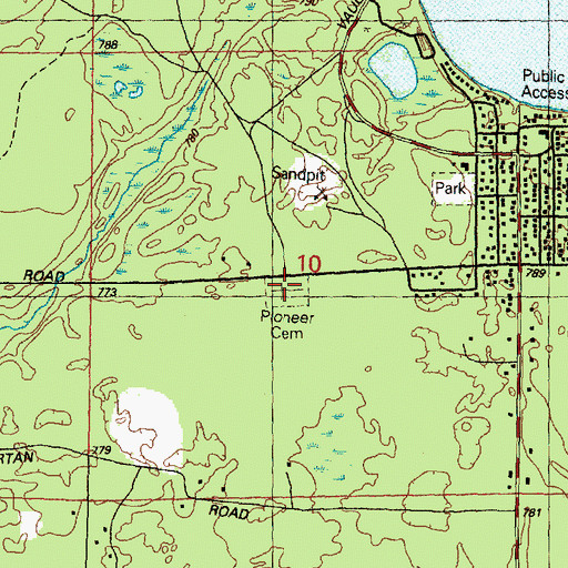 Topographic Map of Pioneer Cemetery Historical Marker, MI
