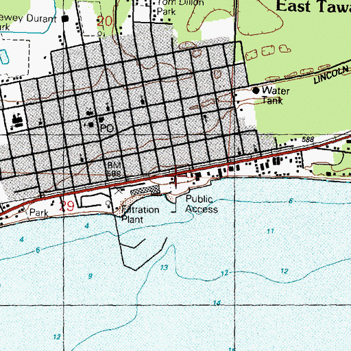 Topographic Map of Lumbering on the Huron Shore Historical Marker, MI