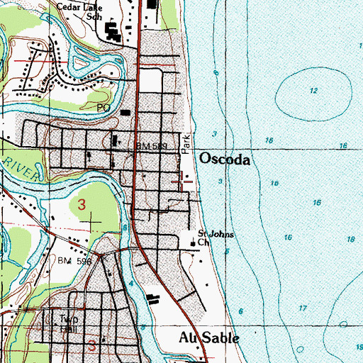 Topographic Map of Dock Reserve Historical Marker, MI