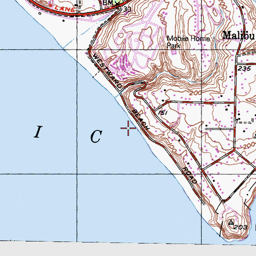 Topographic Map of Westward Beach, CA