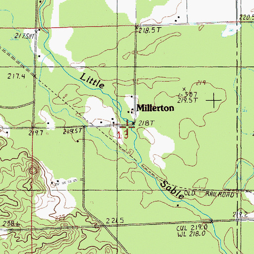 Topographic Map of Millerton Post Office, MI