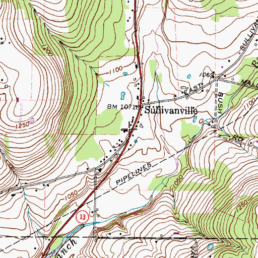 Topographic Map of Sullivanville United Methodist Church, NY