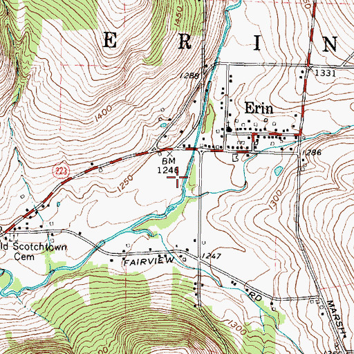 Topographic Map of Erin Estates, NY