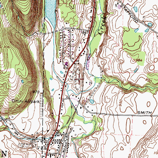 Topographic Map of Rolling Acres Mobile Home Park, NY