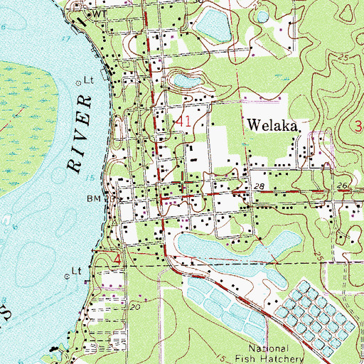 Topographic Map of Welaka Town Hall, FL