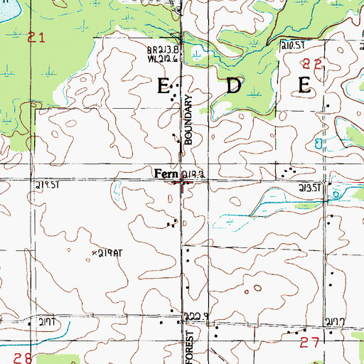 Topographic Map of Fern Post Office (historical), MI