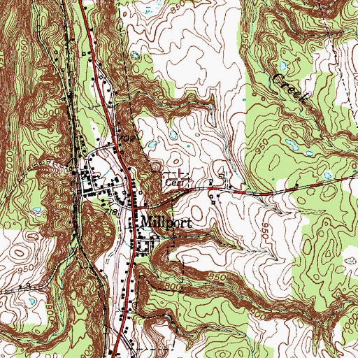 Topographic Map of Millport Cemetery, NY