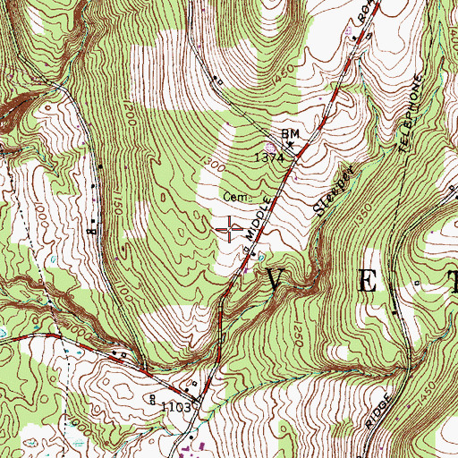 Topographic Map of Saint John Cemetery, NY