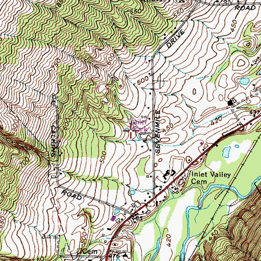 Topographic Map of College View Trailer Park, NY