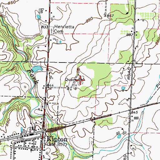 Topographic Map of Kipton Quarry, OH