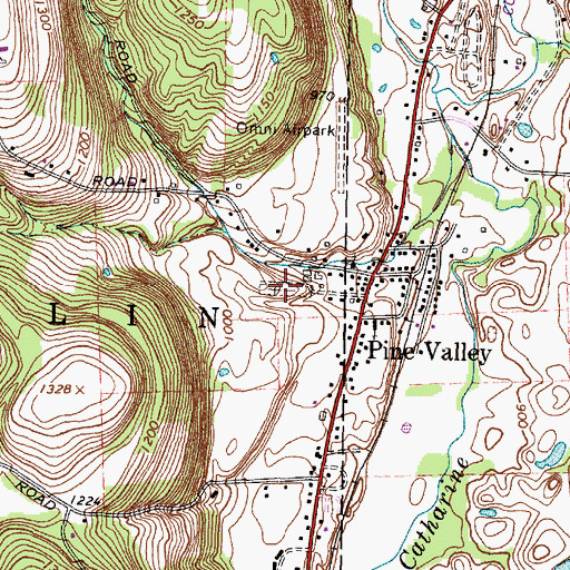Topographic Map of Pine Valley Cemetery, NY