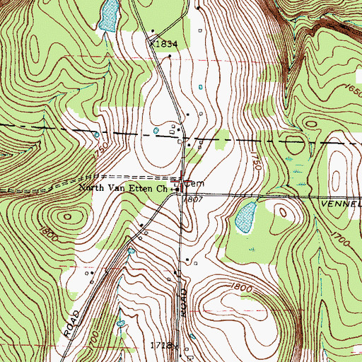 Topographic Map of Larue Cemetery, NY
