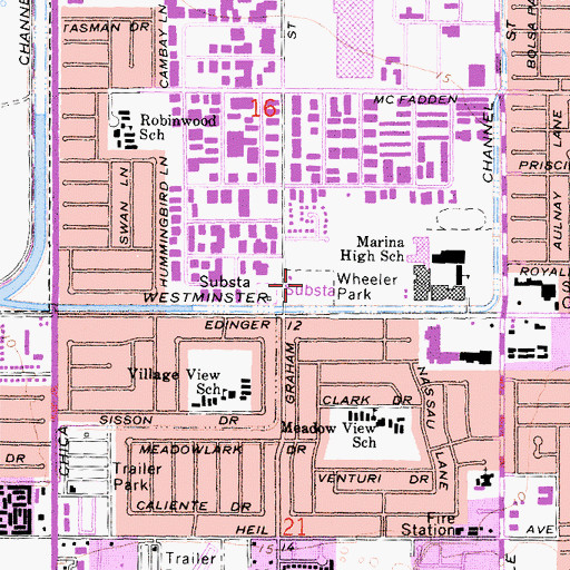 Topographic Map of Wheeler Park, CA
