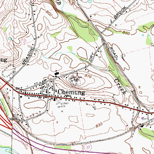 Topographic Map of Chemung Cemetery, NY