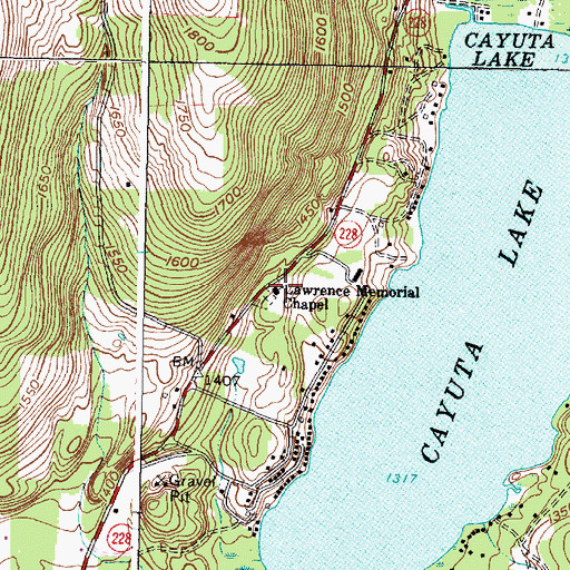 Topographic Map of Lawrence Cemetery, NY