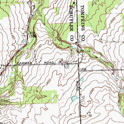 Topographic Map of Quaker Cemetery, NY