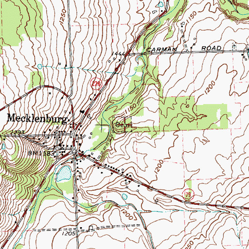 Topographic Map of Mecklenburg Cemetery, NY