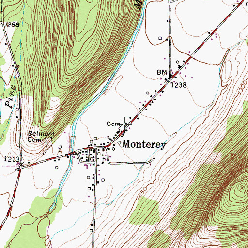 Topographic Map of Monterey Cemetery, NY