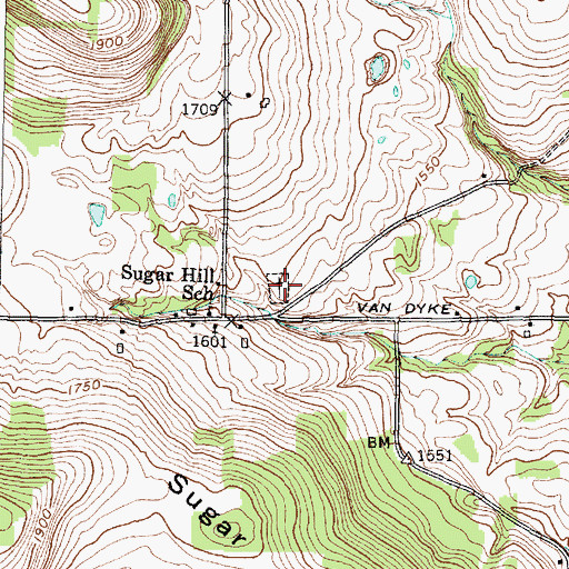 Topographic Map of Sugar Hill Cemetery, NY