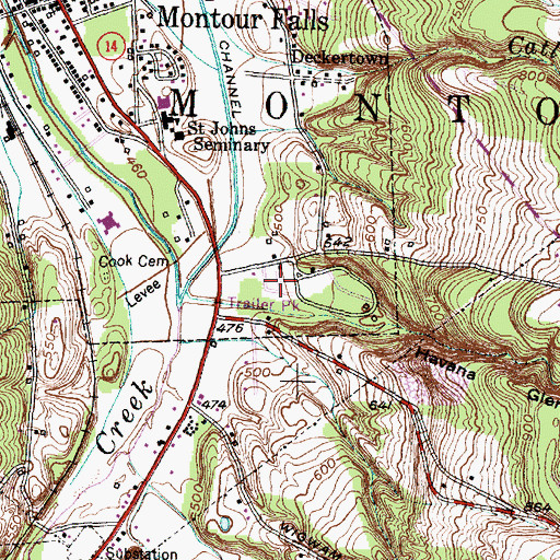 Topographic Map of Havana Glen Mobile Home Park, NY