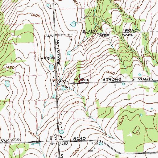 Topographic Map of McIntyre Settlement Cemetery, NY
