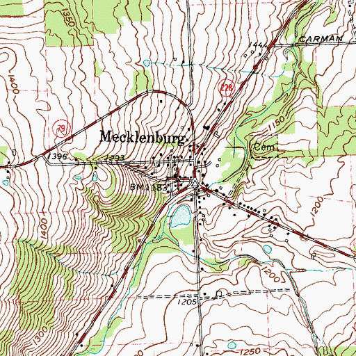 Topographic Map of Mecklenburg United Methodist Church, NY