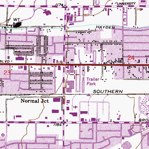 Topographic Map of Tempe Travel Trailer Villa, AZ