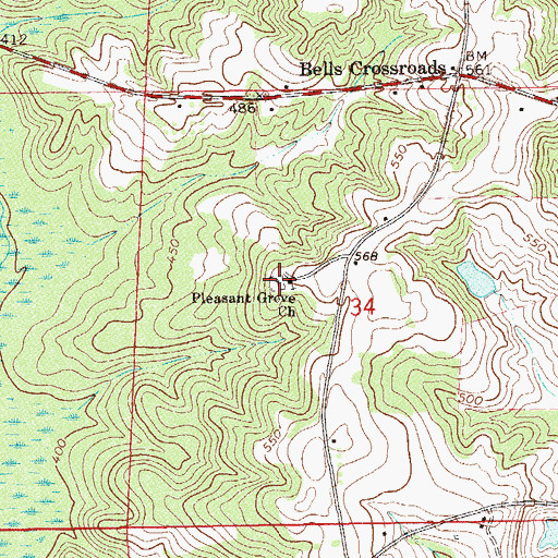 Topographic Map of Pleasant Grove Baptist Church Cemetery, AL